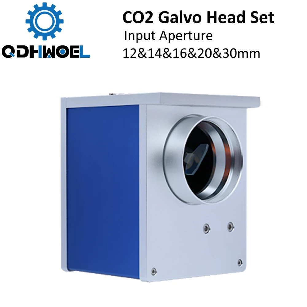 QDHWOEL CO2 Laser Scanning Galvo Head 10.6um Input Aperture 12mm 14mm 16mm 20mm 30mm Galvanometer Scanner with Power Supply