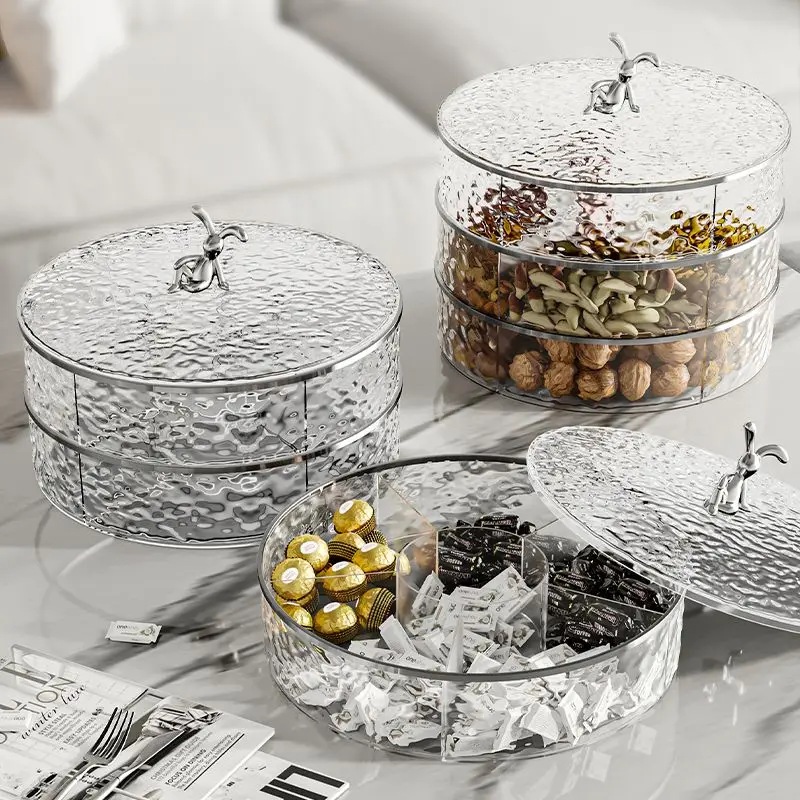 Light Luxury Fruit Plate Snack Candy Box Living Room Multi-layer Compartment Dried Fruit Storage Plate Trays Decorative