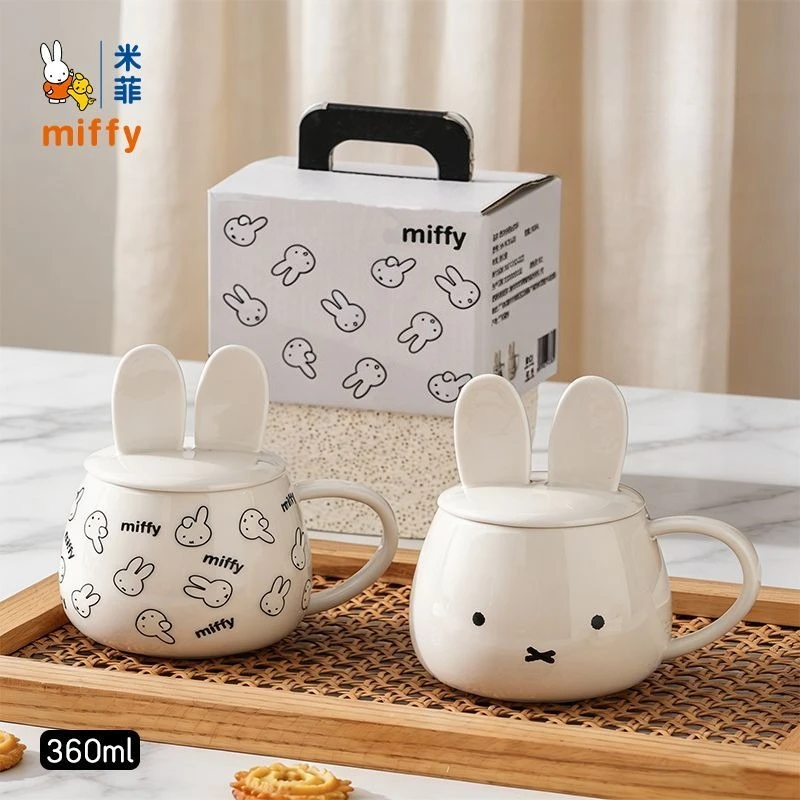 Miffy Kawaii Anime Cartoon Mug Milky White Ears Cute Ceramic Cup High Temperature Resistance New Style Anti-scald Good Looks Cup