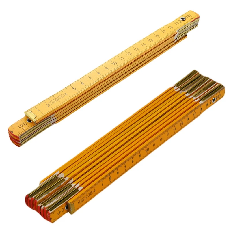 

2Pcs Portable Carpenter Wooden Folding Ruler 200Cm/79Inch & 100Cm/39Inch