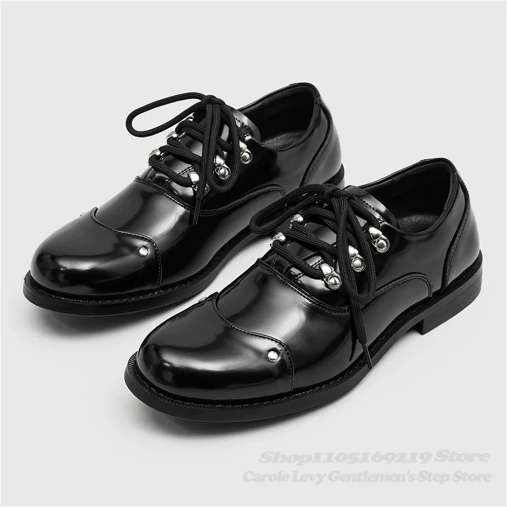 Formal Business Men's Casual Commuting Derby Shoes Men Comfortable Trendy Thick Soled Lace Up Solid Color Leather Loafers