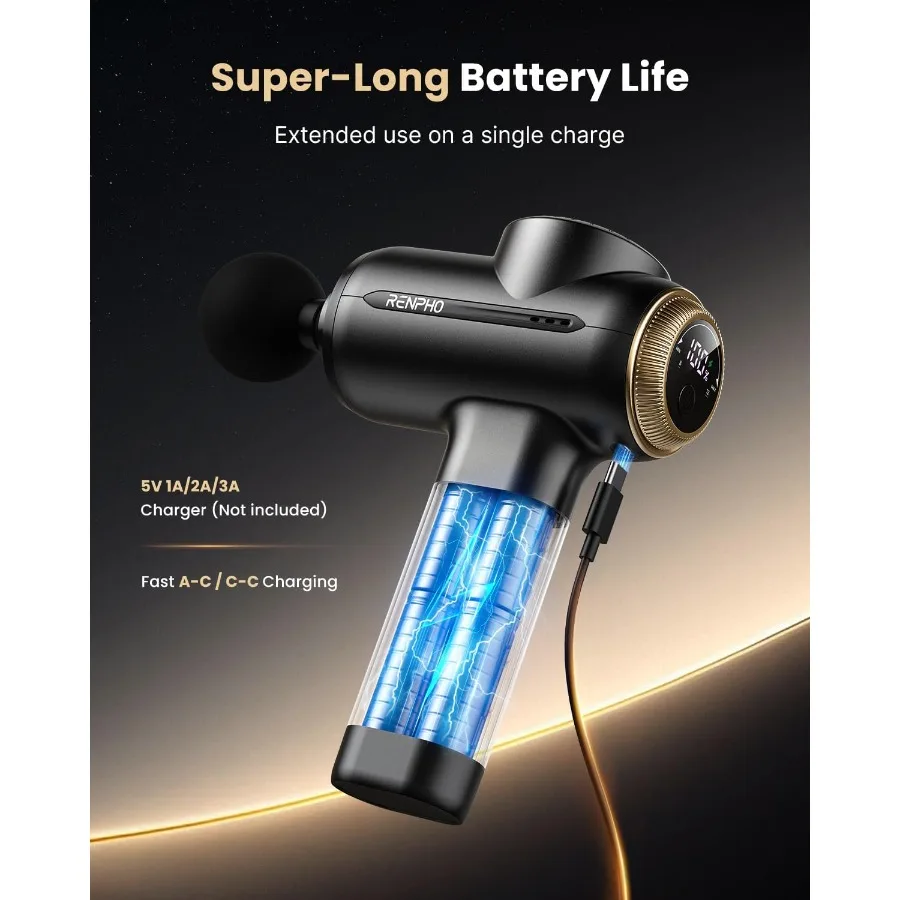 Massage Gun Deep Tissue Rugmassage met 8-12 mm verstelbare amplitude Heavy-Duty Valentijnsdag Geschenken Percussie Professioneel