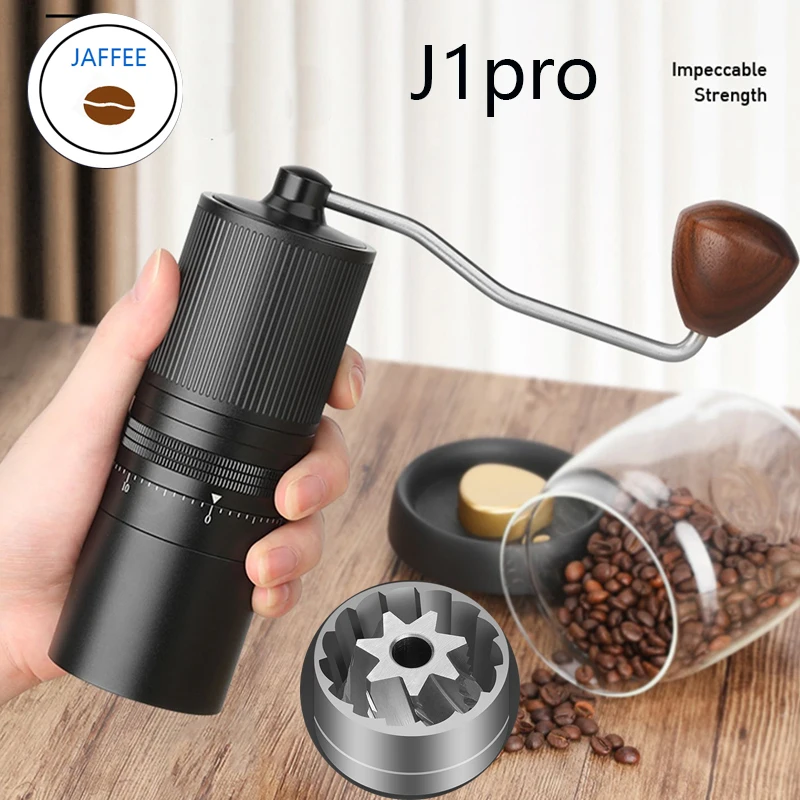 New JAFFEE J1-pro manual coffee grinder with 39.8mm 7core burr external adjustable design portable coffee mill