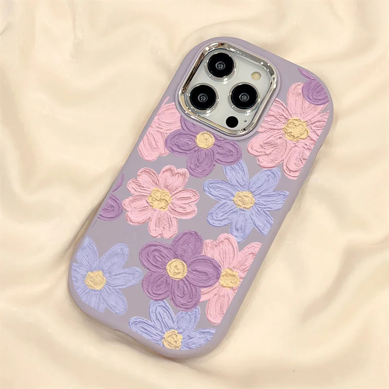 Gourde Aesthetic Casing Elegant Flower Pattern Phone Case for Iphone 15 14 12 13 11 Pro Max IP 7 8 Plus Iphon X XS XR XsMax