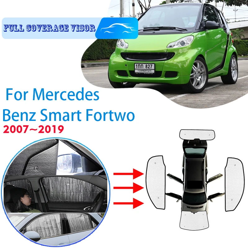 

Full Covers Sunshades For Mercedes Benz Smart Fortwo W451 2007~2019 Car Accessories Sun Protection Windshields Side Window Visor