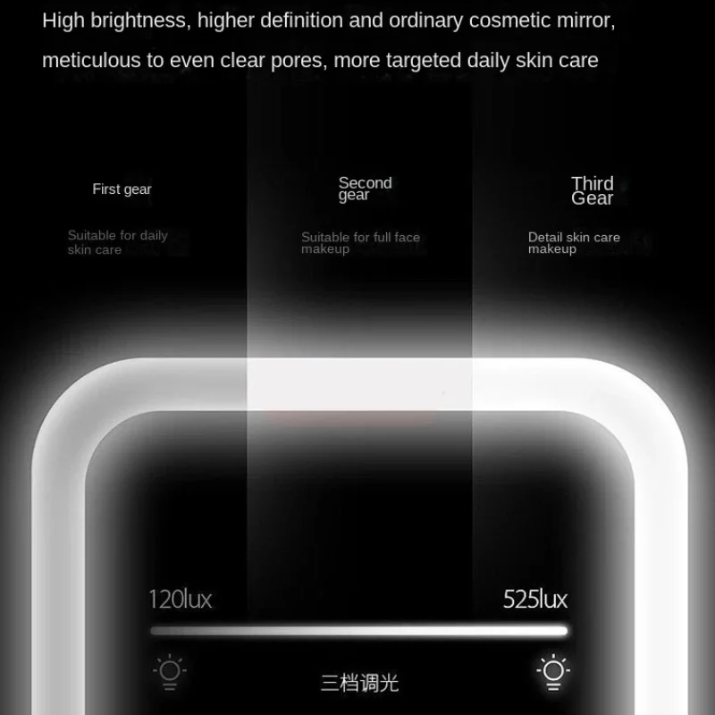 مرآة مكياج بشاشة تعمل باللمس LED مرآة قابلة للطي مرآة مكياج مضاءة 3 ألوان أوضاع إضاءة USB قابلة لإعادة الشحن أدوات مرآة التجميل #6