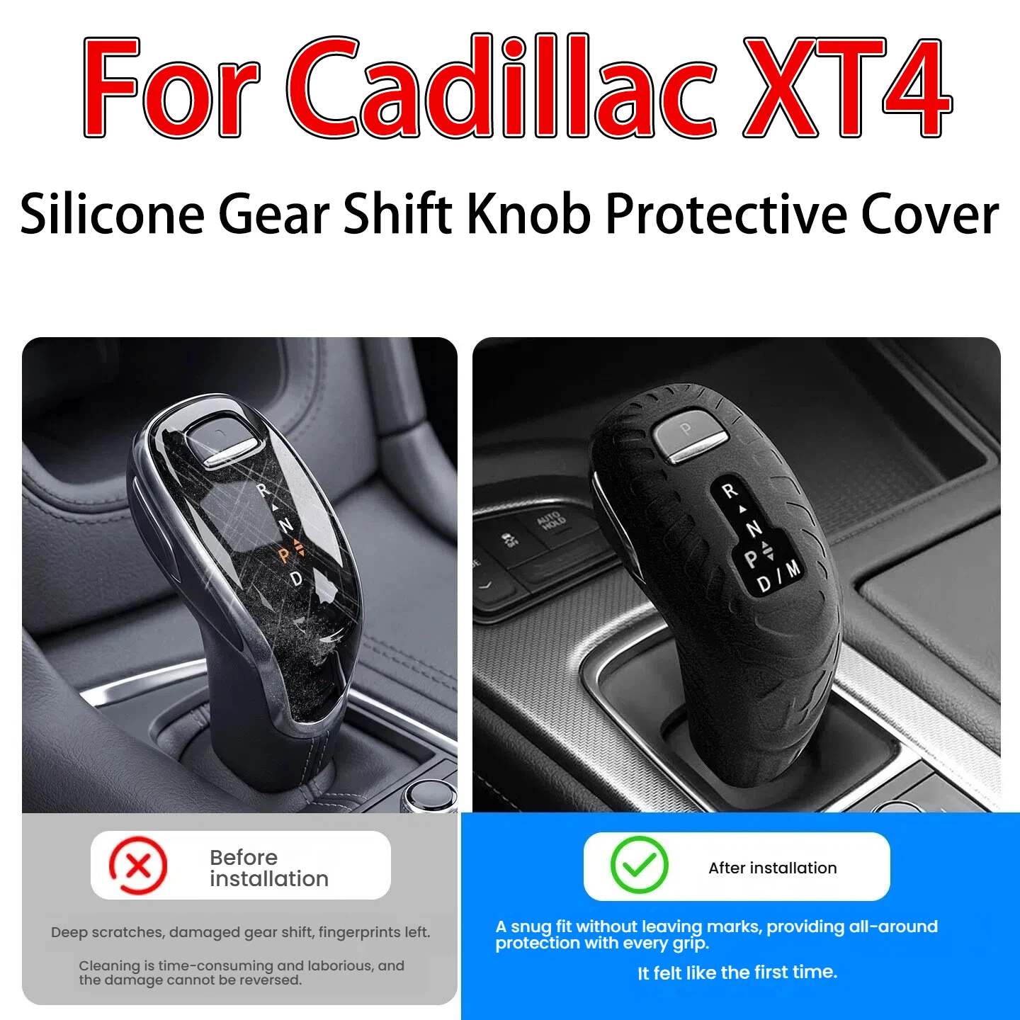 For Cadillac XT4 Shift Knob Silicone Protector Accessori Surface Texture Design Anti-slip and Anti-sweat