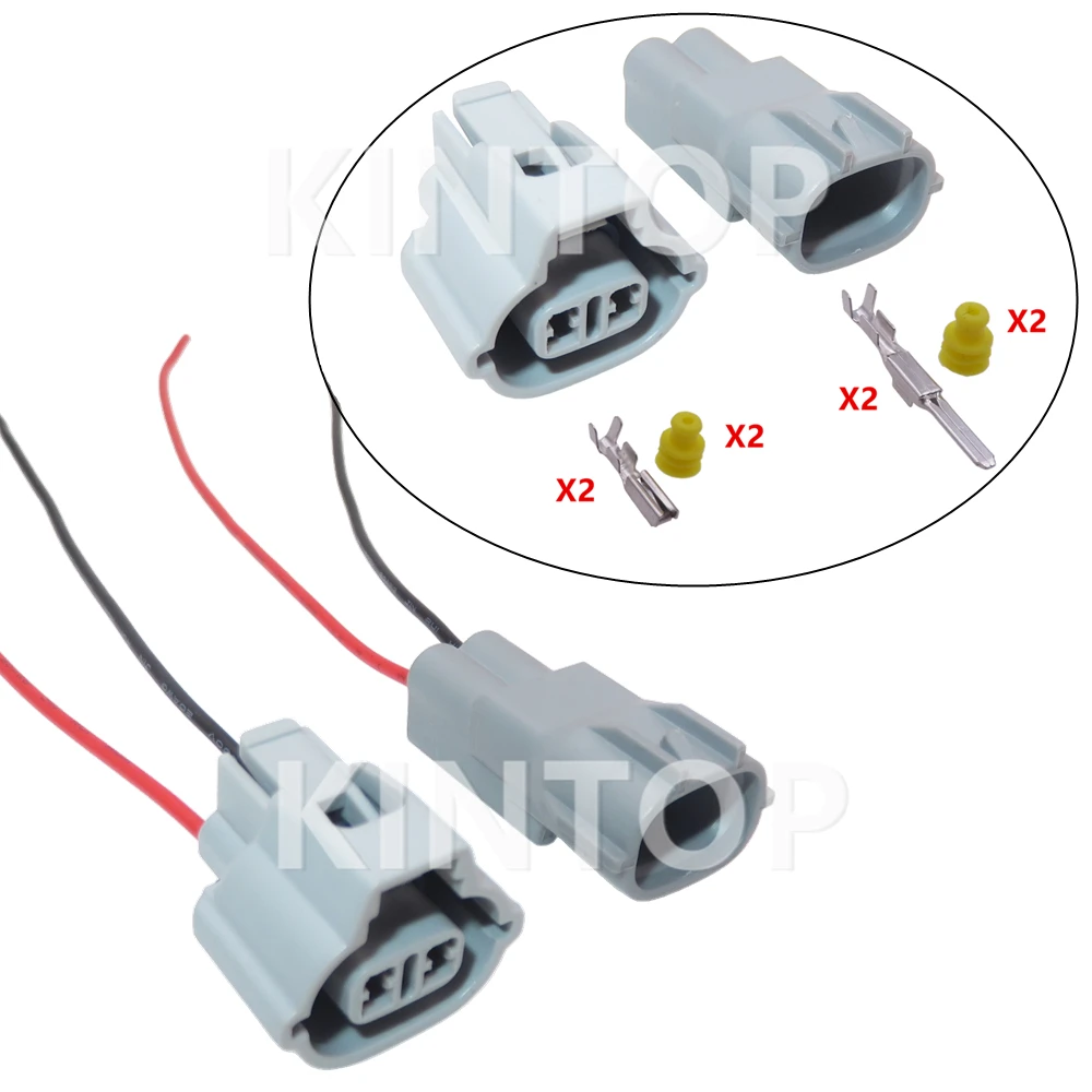 1 Set 2 Pins Grey Automobile AC Assembly Wire Connector MG640864-5 7223-1324-40 Car Waterproof Wiring Socket