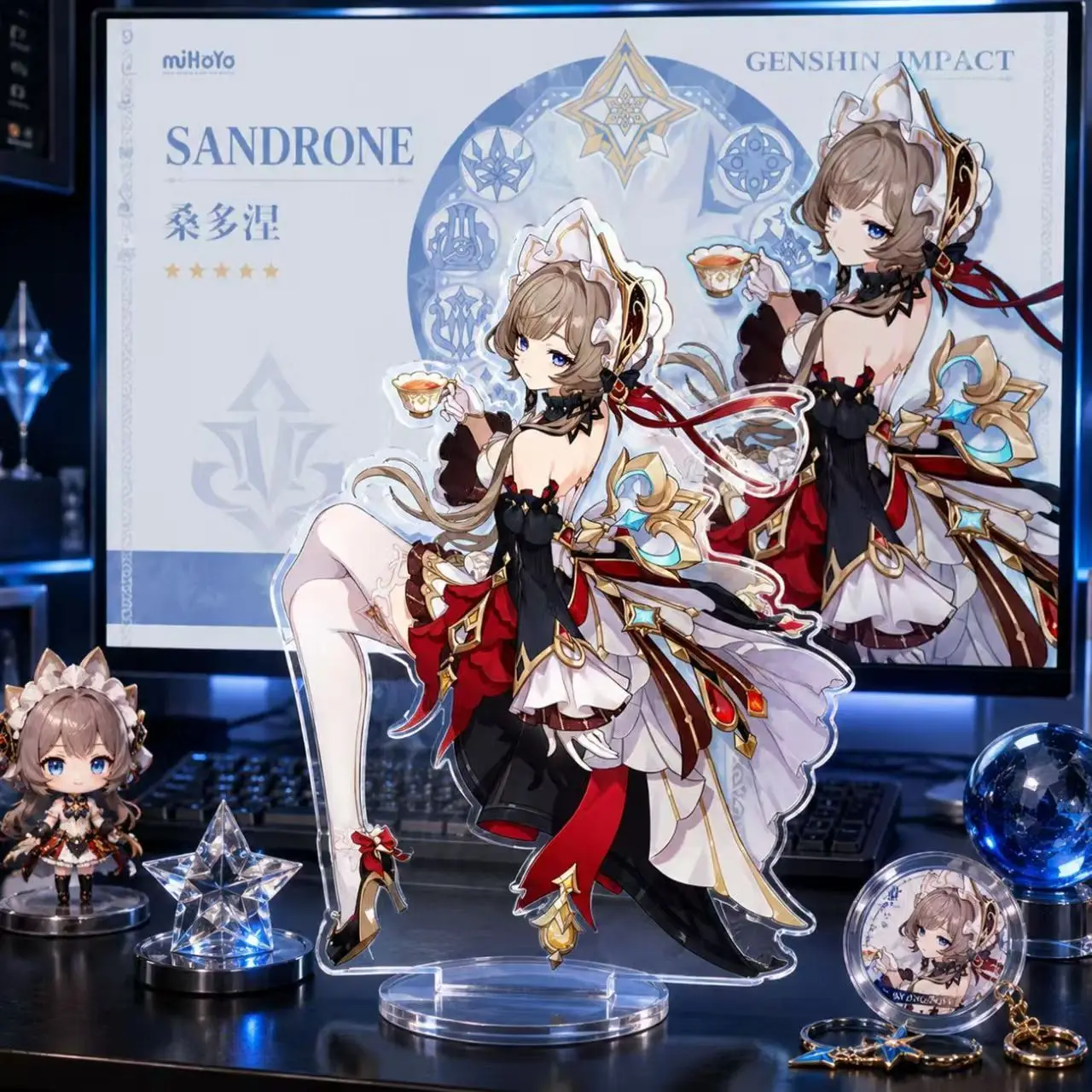 Columbina Sandrone Acrylic Stand Genshin Impact Fatui Executive Art Anime Desktop Tabletop Ornament Anime Cosplay Merchandise