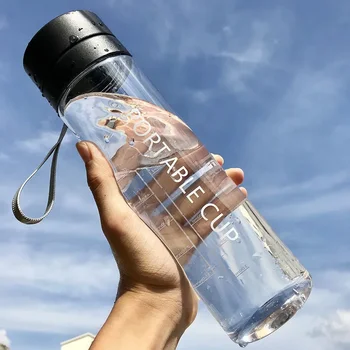 대용량 스포츠 과일 레몬 주스 음료수 병 인퓨저 투명 휴대용 플라스틱 물병, 800ml, 600ml 