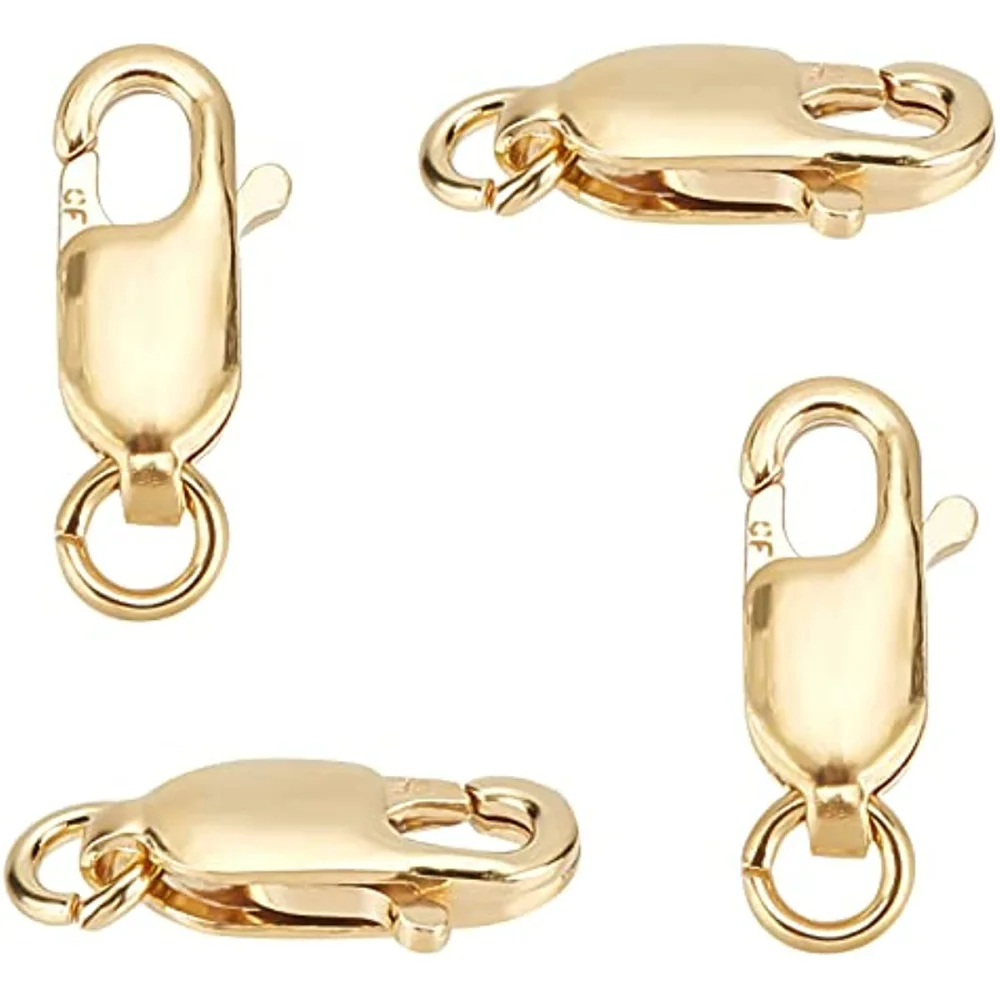 4Pcs 14K Gold-Filled Lobster Claw Clasp with Open Jump Ring 10mm Lobster Clasps Bead Jewellery Findings for DIY Jewelry Making