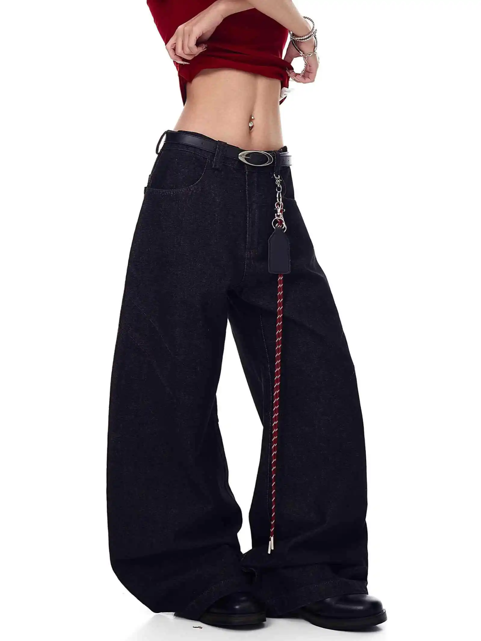 

Women Black Goth Y2k Baggy Jeans Harajuku Japanese 2000s Style Emo Denim Trouser Vintage Oversize Boyfriend Jeans Pants Clothes