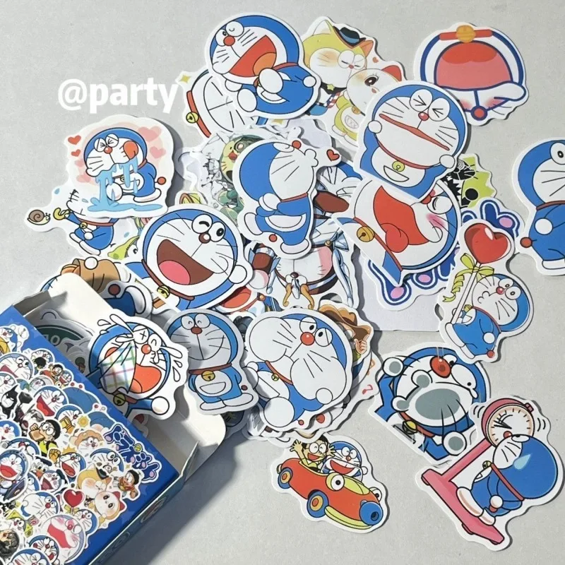 60Pcs Doraemon Stickers Stationeries for Girls Kawaii Sticker Decoration Gift Boxs Boys Birthdays Luggage Guitar Stickers Toys