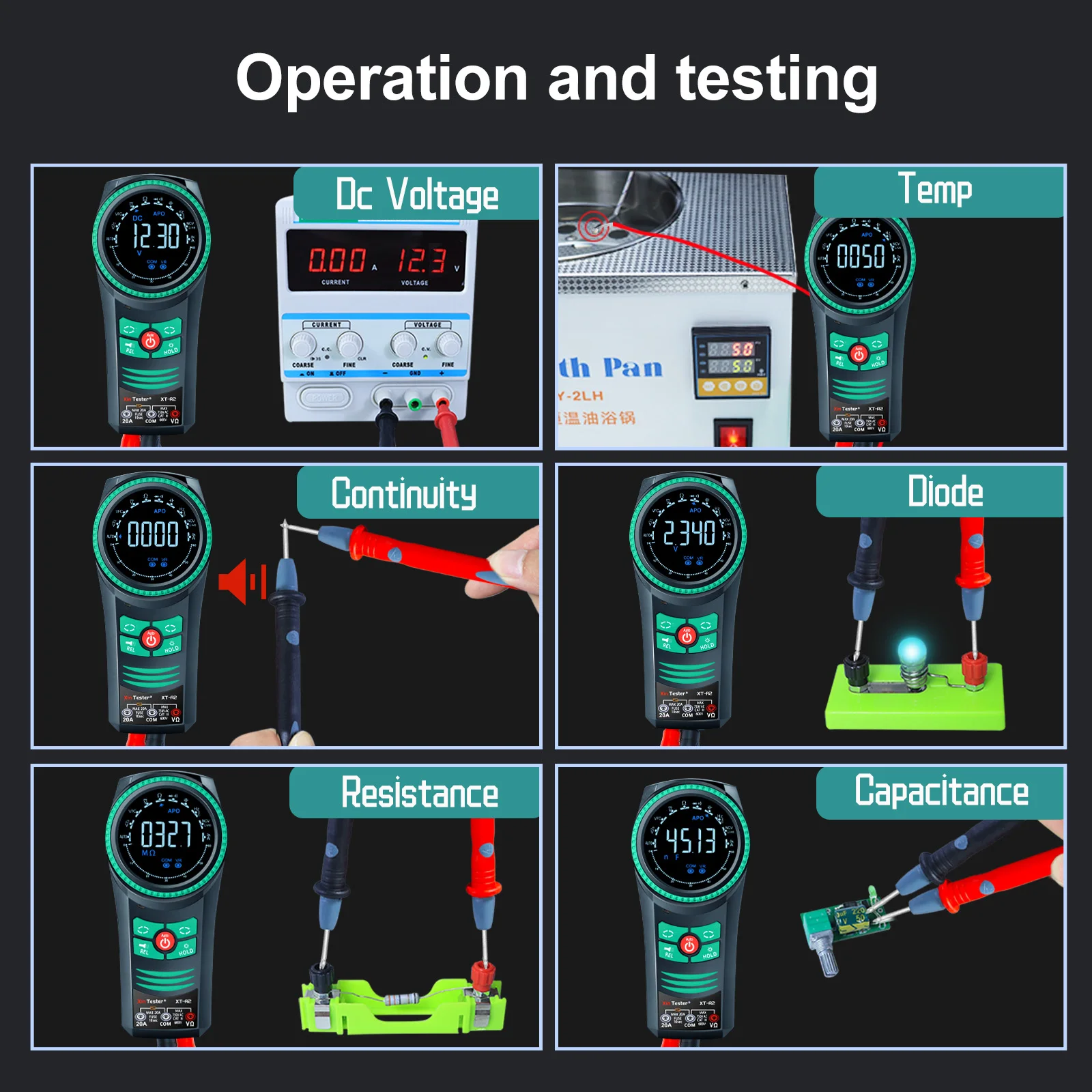 Xin Tester Digital Smart Multimeter Professional TRMS 6000 Count AutoRanging AC DC Volt Amp Ohm Capacitance Frequency NCV Tester