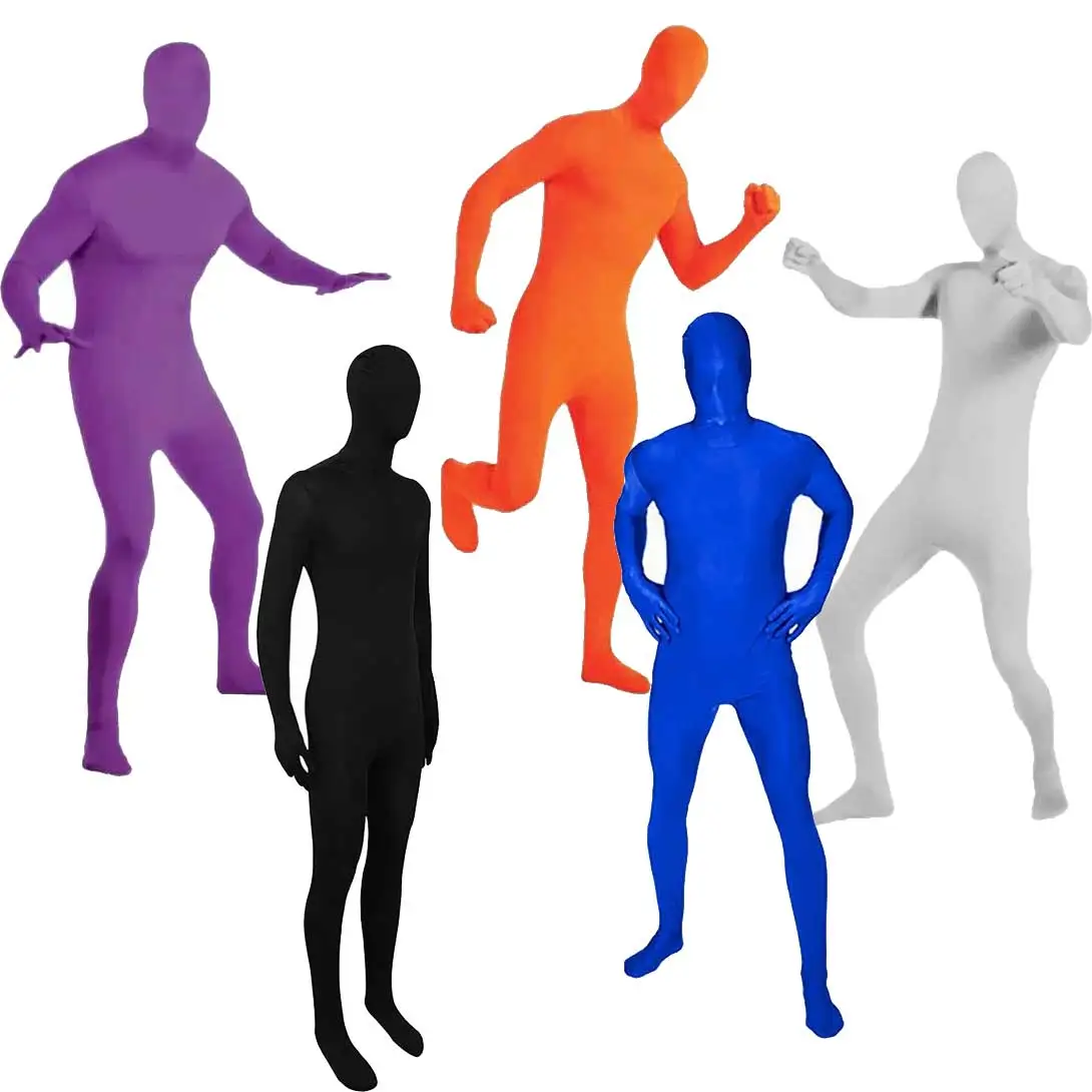 Image of Männer Frauen Zentai Unsichtbare Overall Cosplay Kostüm Bodys Halloween Karneval Haut Engen Anzug Spandex Stretch Kostüm