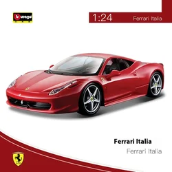 Bruago 1:24 Ferrari 458 Italia Red Die Casting Alloy Static Car Model Decoration Enthusiast Collection Toy Car Christmas Gift