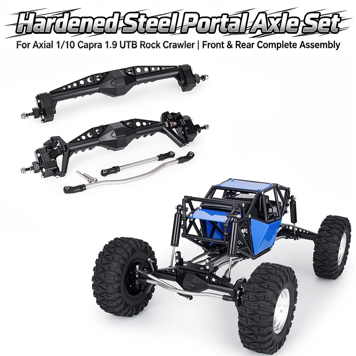 axial-1-10-capra-19-utb-ロッククローラー用アップグレードパーツ、硬化鋼ギア付きフロント＆リアポータルアクスルセット