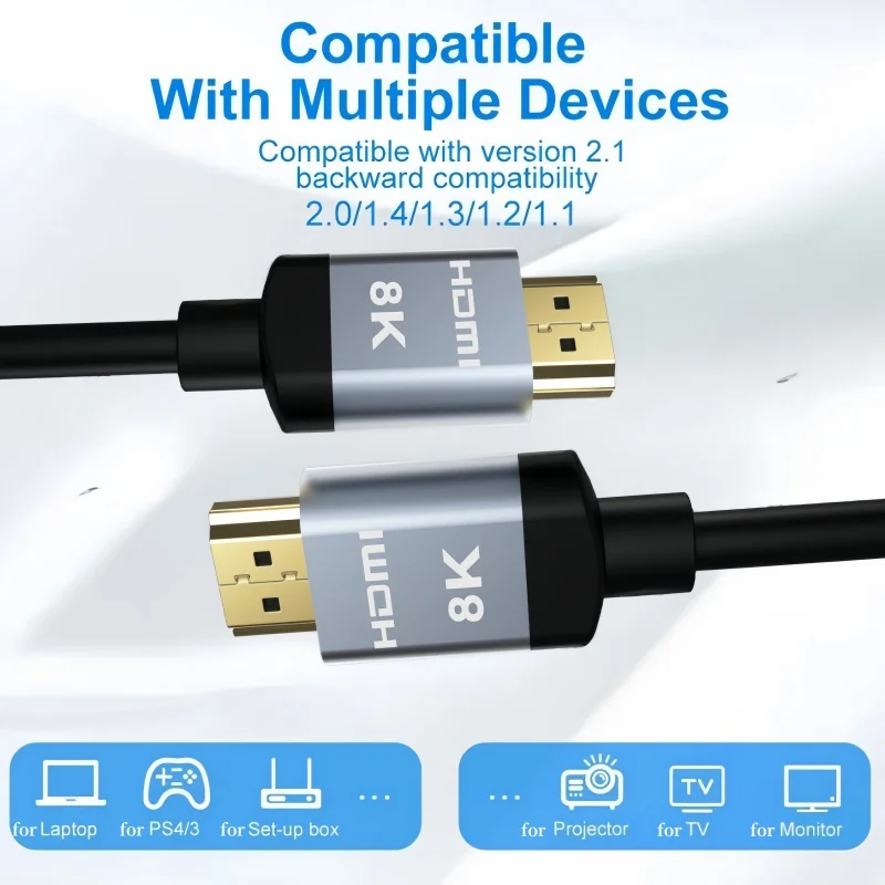 Кабели MIZIQIER длинные 8K HDMI 2,1, 48 Гбит/с, высокоскоростная оплетка раньше 120 Гц 8K @ 60 Гц, совместимы с Roku TV/PS5/PS4/RTX 3080 3090