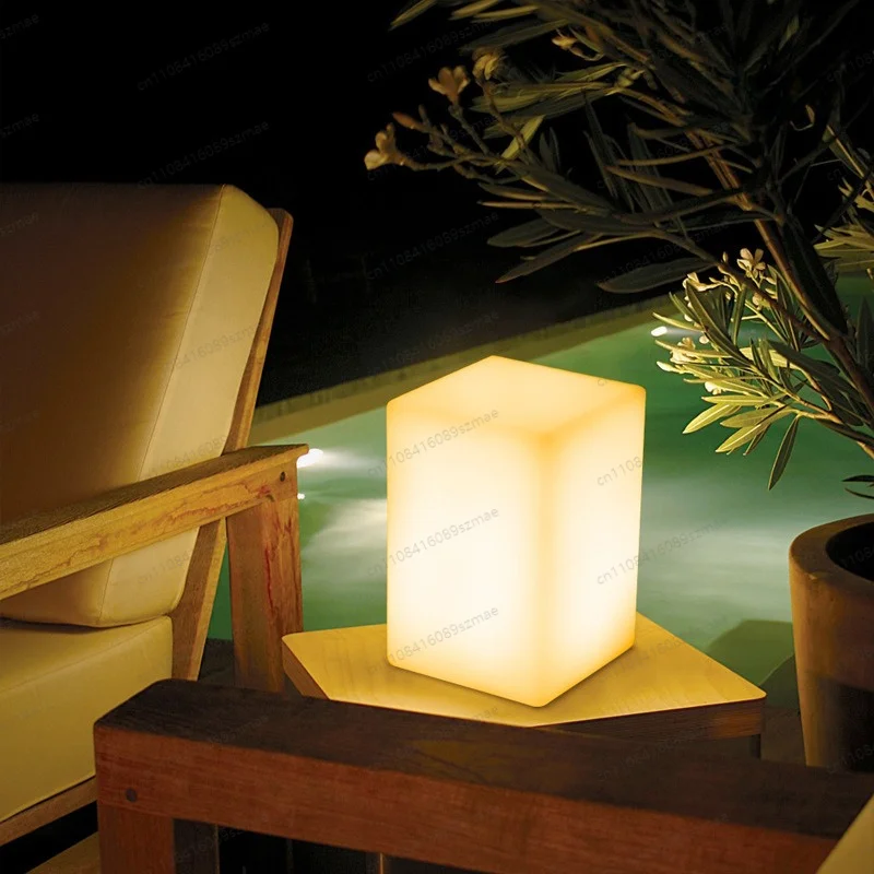 

Square Desktop Rechargeable Night Light LED Eye‑Care Creative Atmosphere Lamp for Kids Room Bar Bedroom Decor