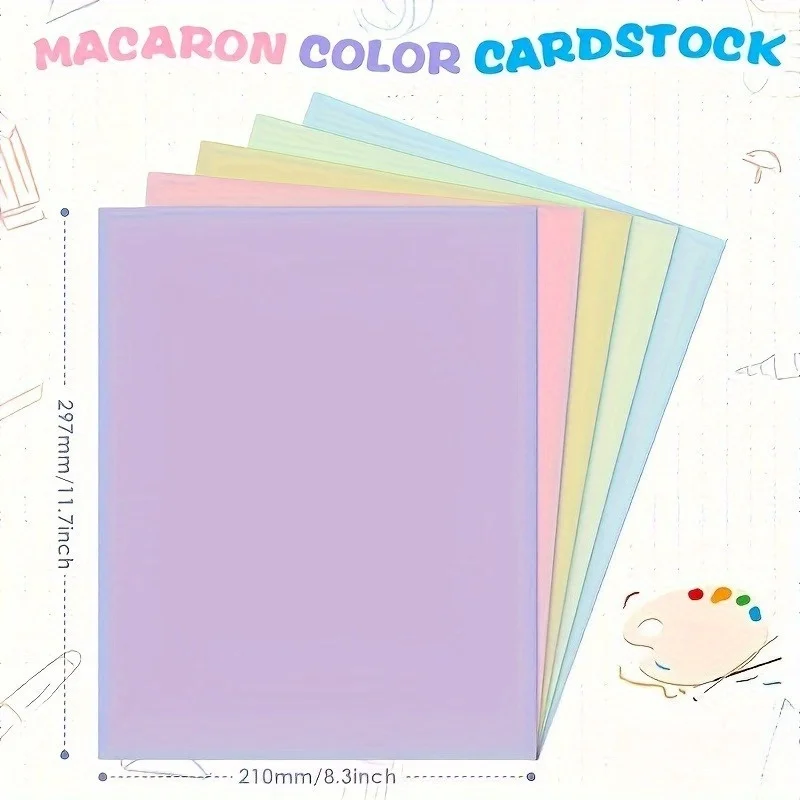 100 fogli di cartoncino color pastello, spesso, per regali di compleanno, scrapbooking, creazione di cartoline, stampa, progetti scolastici e artigianato fai-da-te