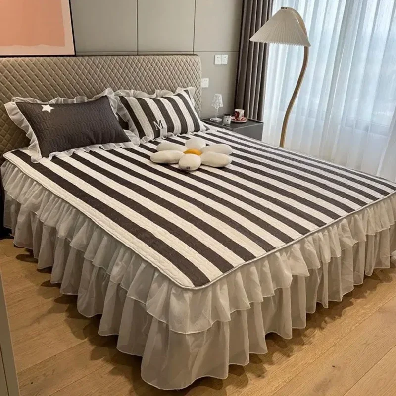 Light Luxury Cool Silk Latex Mat Three-piece Set Summer Air-conditioned Soft Mat Double Bed Skirt Two-piece Set