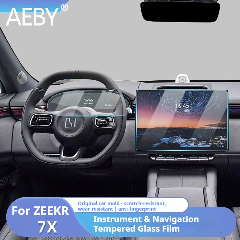 

AEBY для ZEEKR 7X 2024 2025 приборная панель и навигационный экран Защитное стекло из закаленного стекла против царапин и отпечатков пальцев Высокая четкость