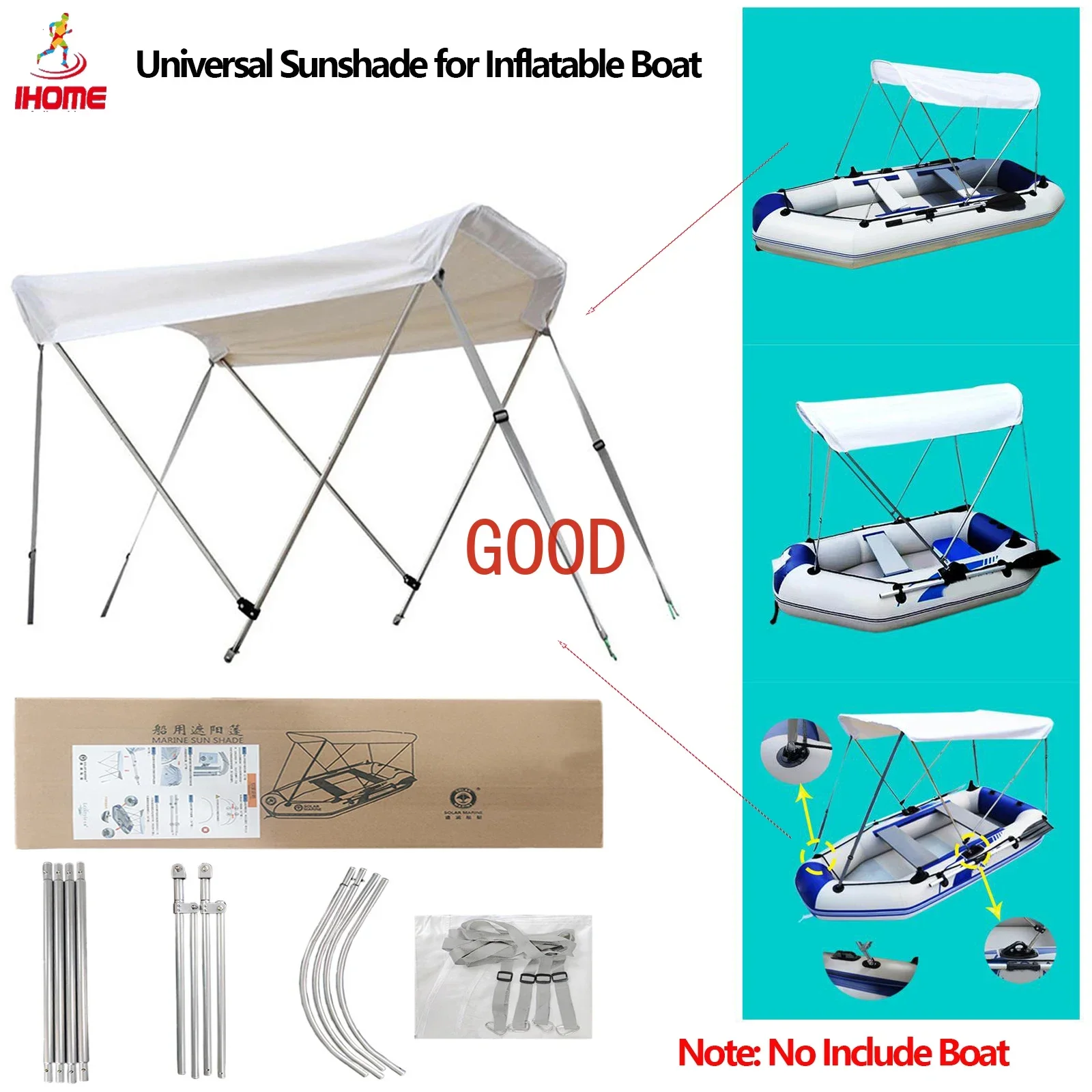 Универсальная солнцезащитная палатка для каноэ, лодки, регулируемая утолщенная водонепроницаемая и устойчивая к ультрафиолетовому излучению текстильная ткань, морские аксессуары для лодок