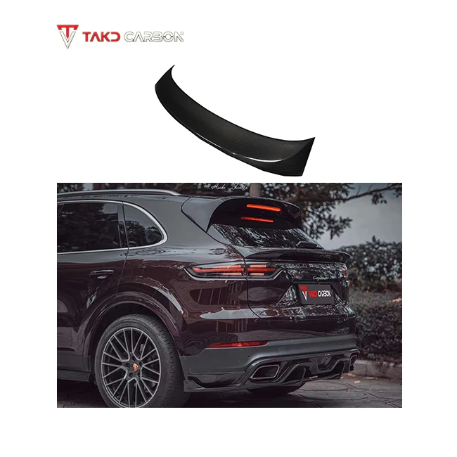 

TAKD Carbon Vehicle Accessories Body Kit Glossy Carbon the Following Rear Spoiler Wing for Porsches Cayenne 2018-UP
