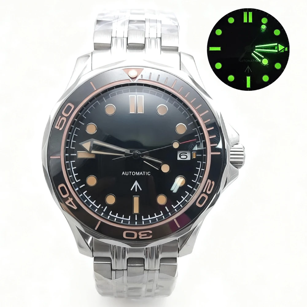 

PARNSRPE 41 ммМужские автоматические дайверские часы серии 007 Светящаяся функция Календарь disp lay циферблат NH35 автоматический механизм Спортивный стиль