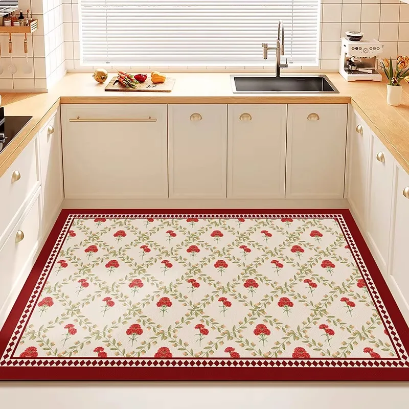 Rural Printed Kitchen Floor Mat Scrubable PVC Waterproof Carpet Easy Clean Oil-proof WaterProof Impermeable Rug Ковер Alfombra
