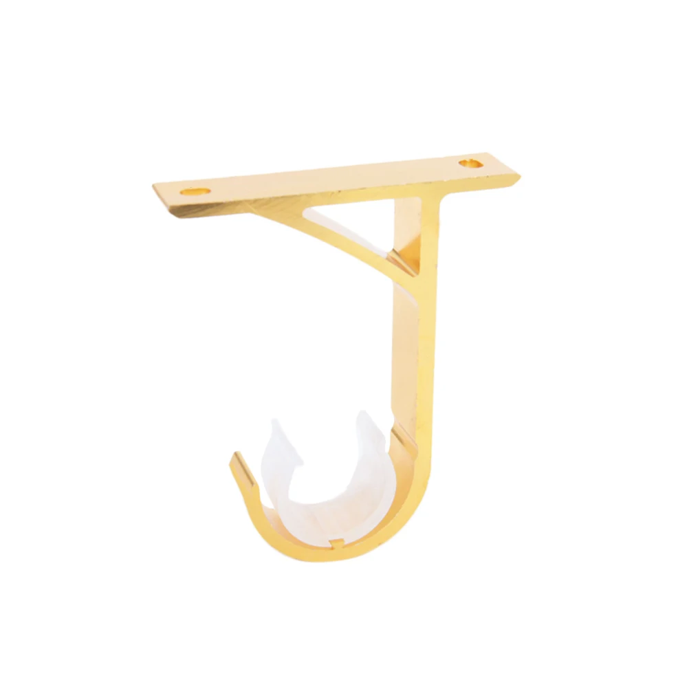 

2pcs Aluminium Alloy Curtain Rod Brackets Wall Mounting Hooks Heavy Duty Golden Easy Install Modern Style Semicircular