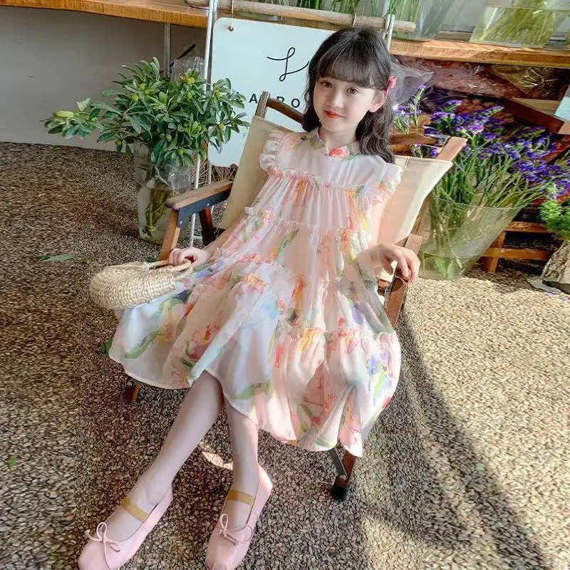 UNITIM Summer 3-12Yrs Girls Sundress Toddler Babys Girls Big Pocket Vest Dress Muslin Sleeveless Children Girls Dresses Hot Sale