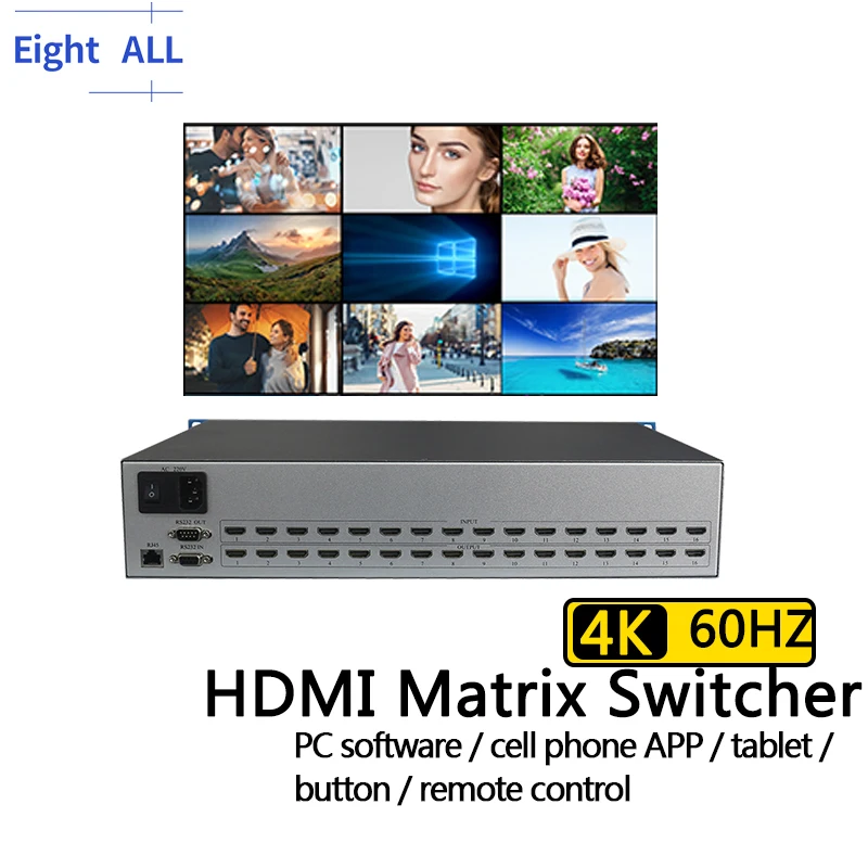 4K@60 HDMI Matrix Switch 8x8 4x4 16x16 with Audio Ethernet  APP RS232 IR Button Switcher HDCP  4K Video Display Switch Splitter