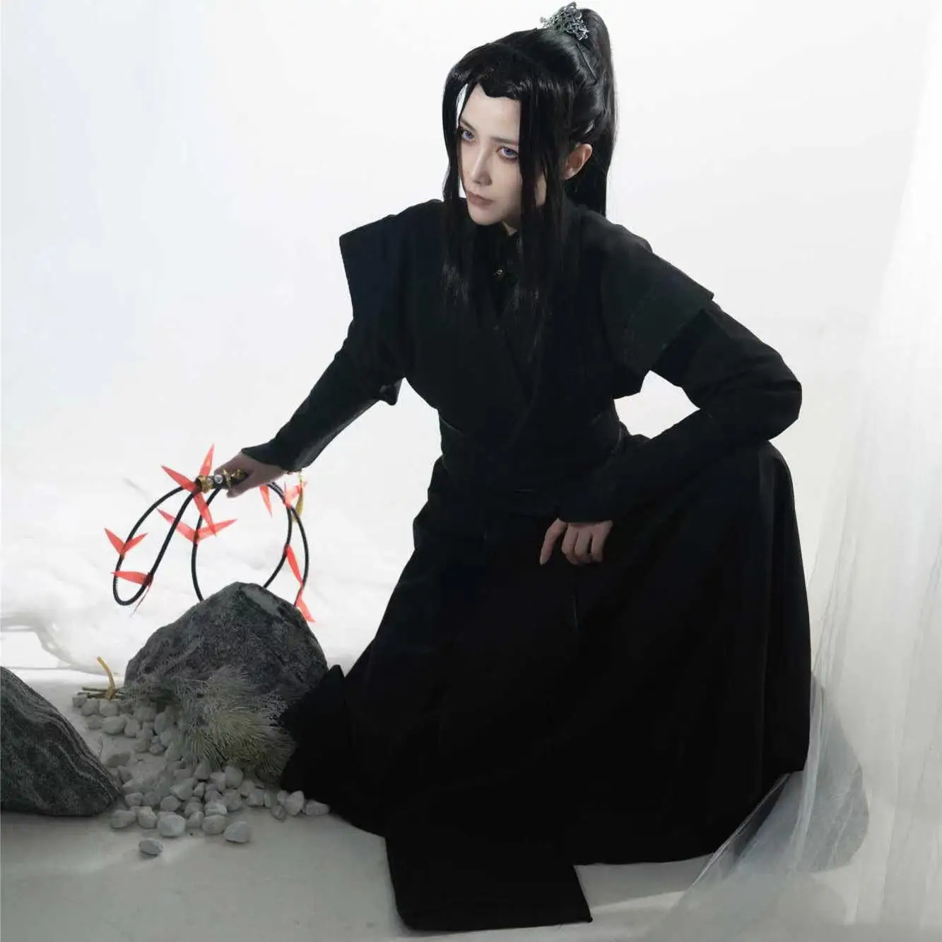 Niche Trendy Black Hanfu Men Vintage Gothic Sets Anime Dark Series Cosplay Costume Carnival Party Male Hanfu