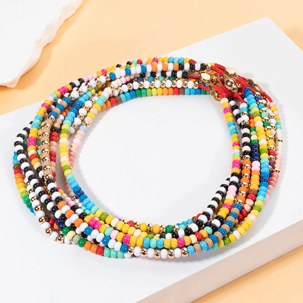 Colorful Oval Bead Necklace Simple Color Matching Necklace Accessories For  Women Bohemian Choker