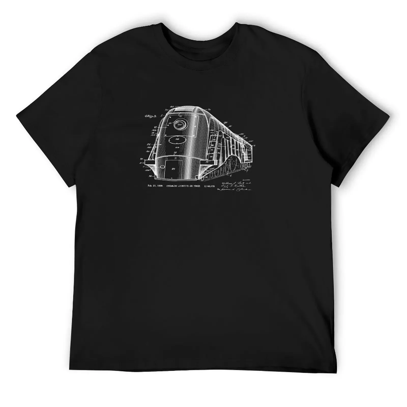 Vintage Locomotive 1939 Patent Drawing T-Shirt customizeds summer clothes sweat plus sizes mens designer clothes