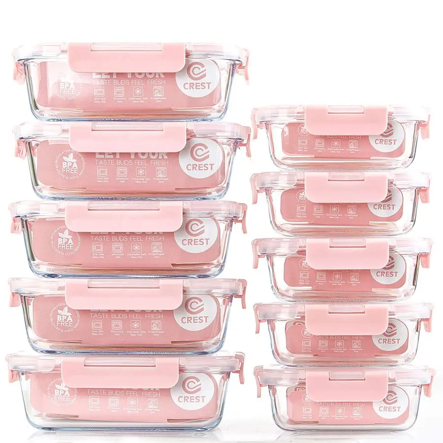 

10 Pack Glass Meal Prep Containers, Food Storage Containers with Lids Airtight, Glass Lunch Boxes, Microwave, Oven, Freezer and