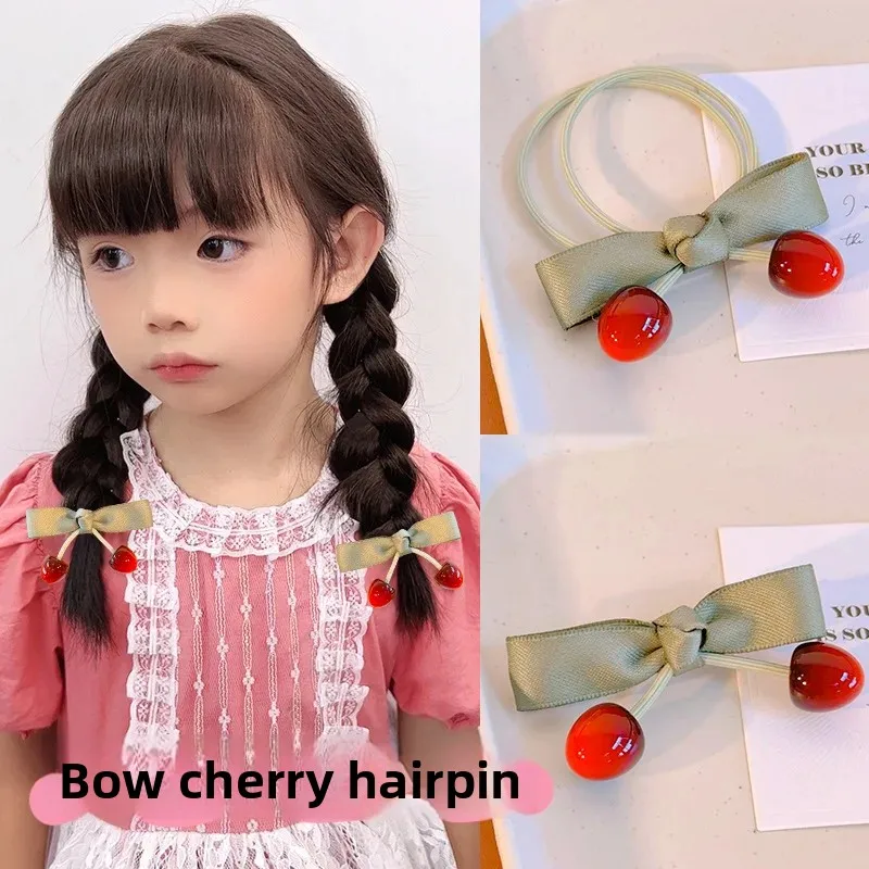 

Retro Cherry Butterfly Knot Hair Ties Sweet Forest System Girls Hair Bands Elastic Hair Bands Accessories New Hot Sale Of T