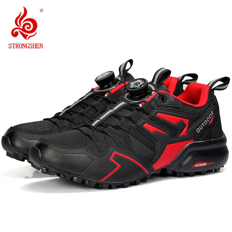 STRONGSHEN Men Hiking Shoes Outdoor Rotating Buckle Cycling Shoes Non-slip Wear-resistant Anti-collision Breathable Walking Shoe