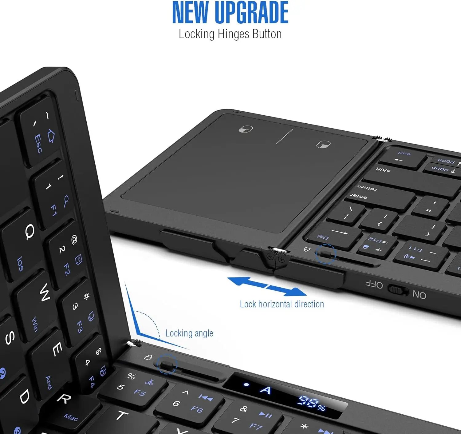 Tastiera pieghevole ricaricabile con touchpad Mouse Retroilluminazione RGB e display a batteria per tablet Ipad Telefono 3 dispositivi Syn