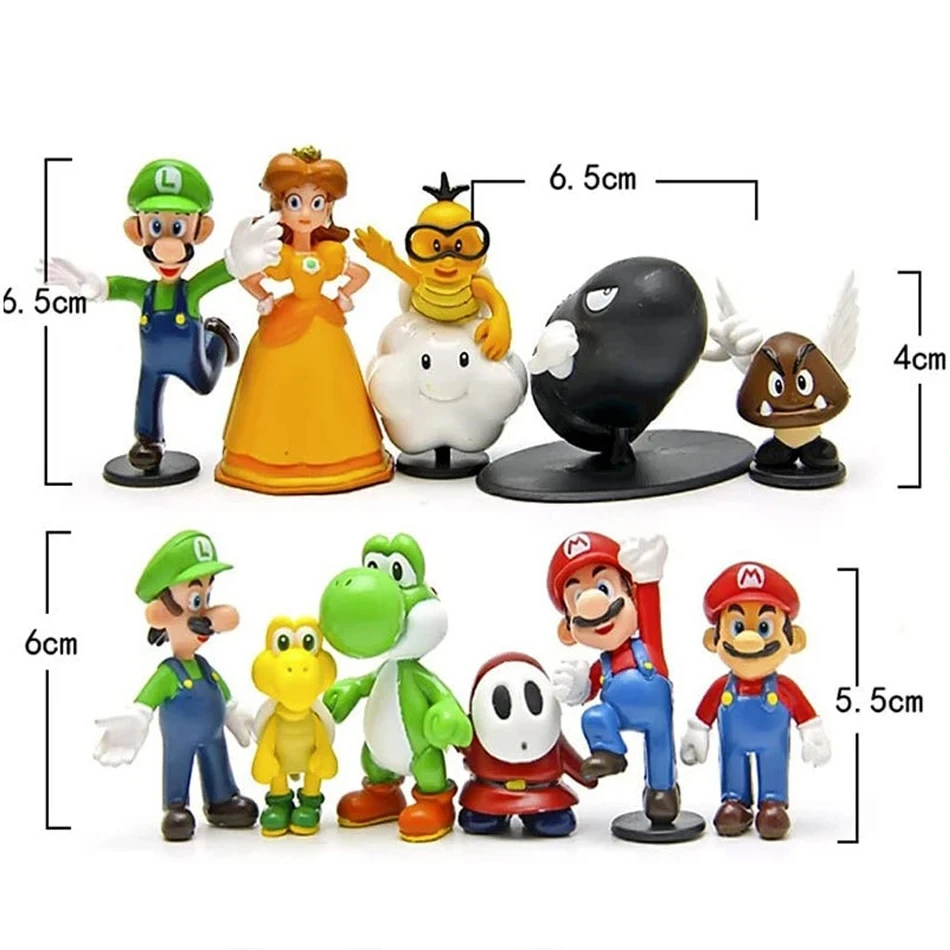 6-18pcs/set Super Mario Bros PVC Action Figure Toys Dolls Model Set Luigi Yoshi Donkey Kong Mushroom for kids birthday gifts image 3