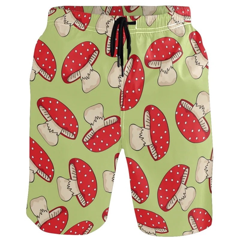 Pantalones cortos de playa con estampado 3D de setas y girasoles para hombre, Shorts de calle sueltos para exteriores, bañadores informales, pantalones cortos de tabla de verano