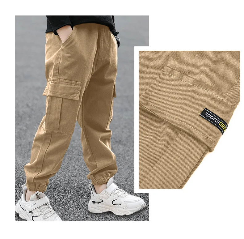 3-14 Jahre Teenager-Jungen Frühling Herbst Hosen Outdoor Stylische Slim Fit Casual Cargo-Hosen Kinder Sport-Breeches – Detail 9