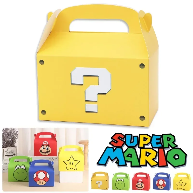 5pcs Super Mario Bros Gifts Box Portable Cake Dessert Birthday Baby Welcome Anime Kids Packaging Creative Cartoon Party Gift Box