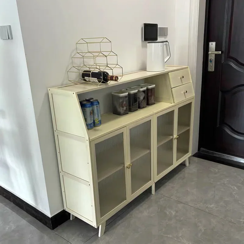 Customizable Bamboo Kitchen Sideboard Storage Cabinet Home Utensils & Dinnerware Rack for Living Room