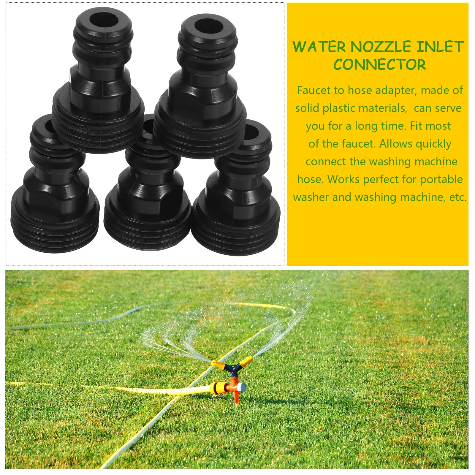 

5pcs Hose Adapter Durable Locking Design Multi Use Water Faucets Washing Machine Dishwasher Quick Disconnect Fittings Garden