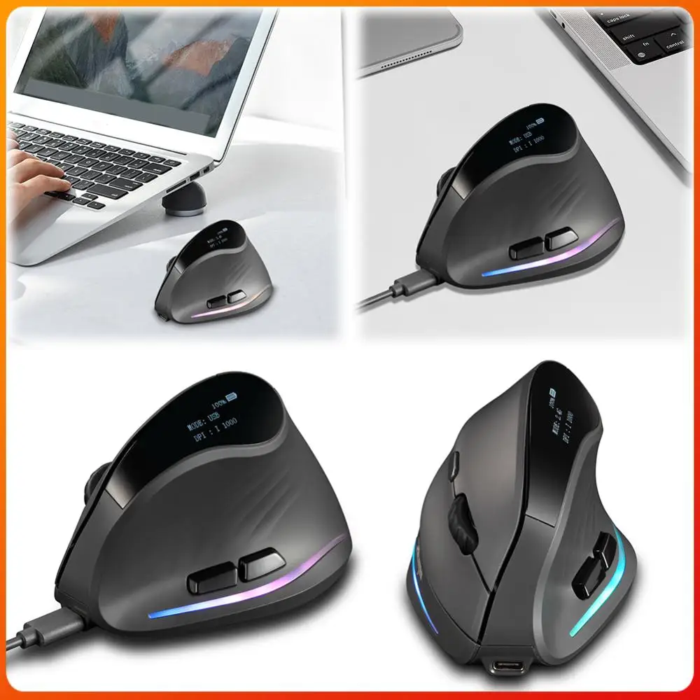 Wireless Bluetooth-Compatible Mouse 7 Buttons Vertical Mouse Wireless Vertical Ergonomic Optical Mouse for PC Laptop  Windows