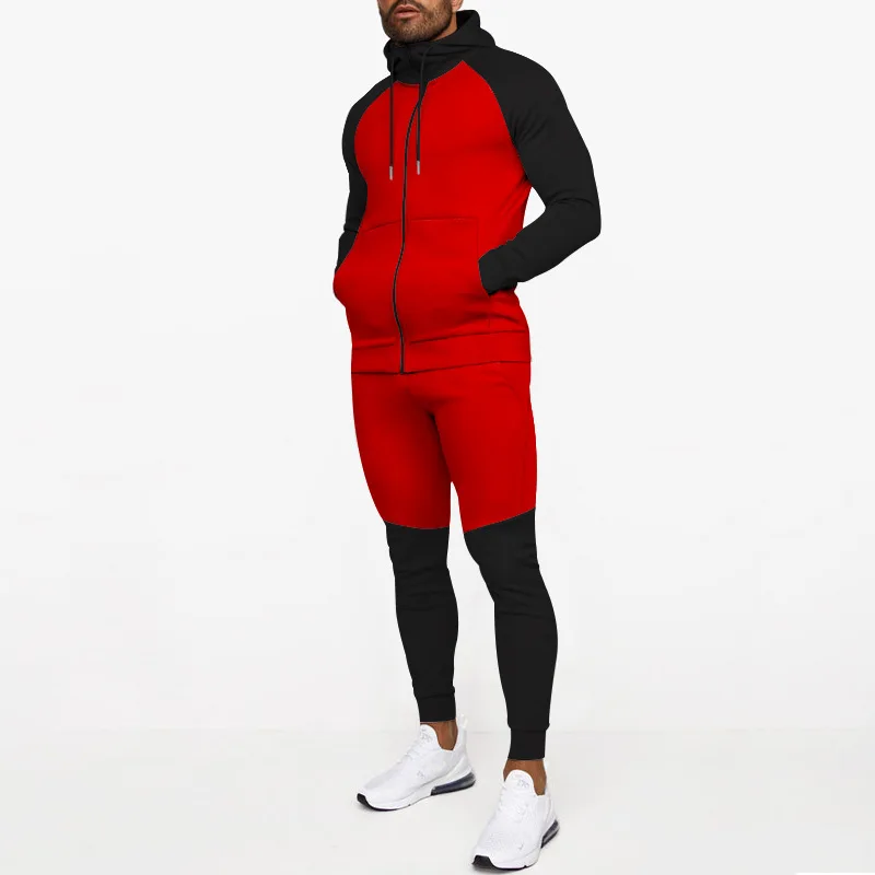 2024 cross-border autumn and winter new color matching sports suit casual sports suit men\'s clothing