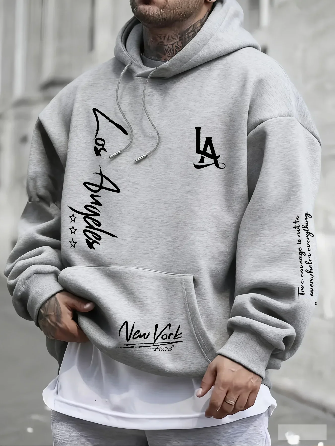 Men's Los Angeles-themed hoodie in 100% cotton, featuring a 