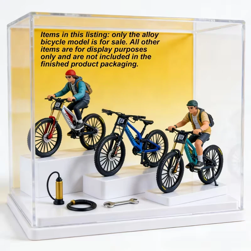 1:8 All-Terrain Mountain bicycle Die-Made Model with realistic suspension and brakes, suitable for indoor and outdoor display.